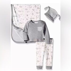 Mud Pie Baby Boys 4 Pc Boxed Homecoming Layette Gift Set Counting Sheep,  0-3M